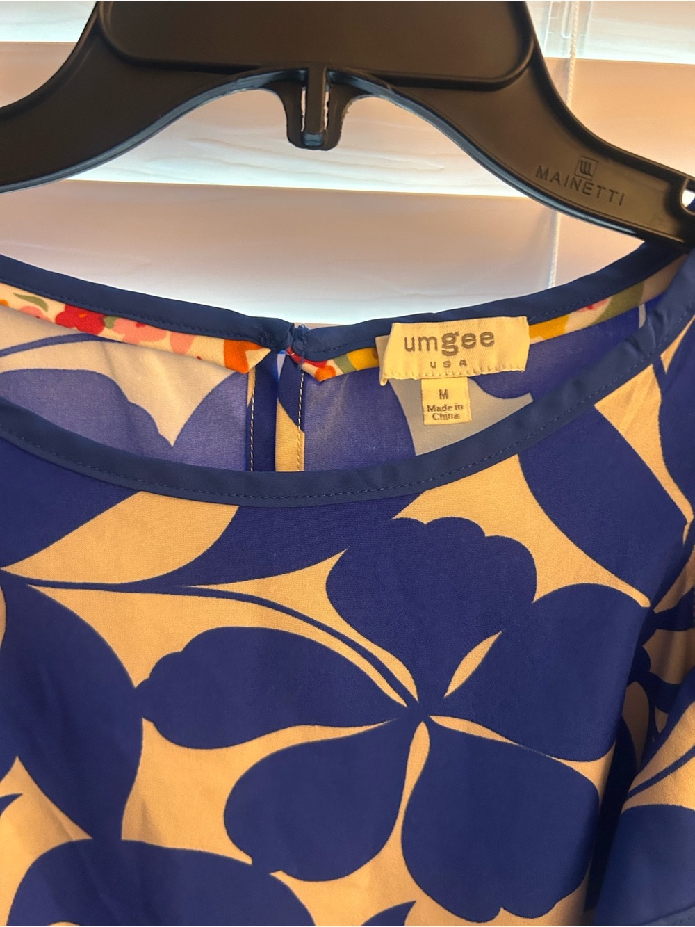 Umgee Navy and Cream Floral Print Women’s Blouse